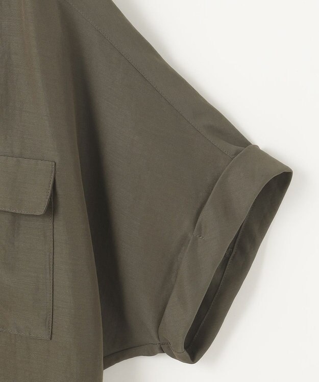 SHARE PARK LADIES 【洗える】ドルマンスリーブサテンシャツ カーキ系
