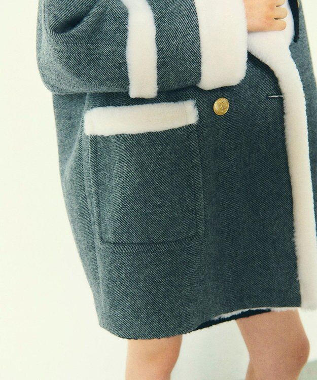 GRACE CONTINENTAL ボアカラーPコート ブラック