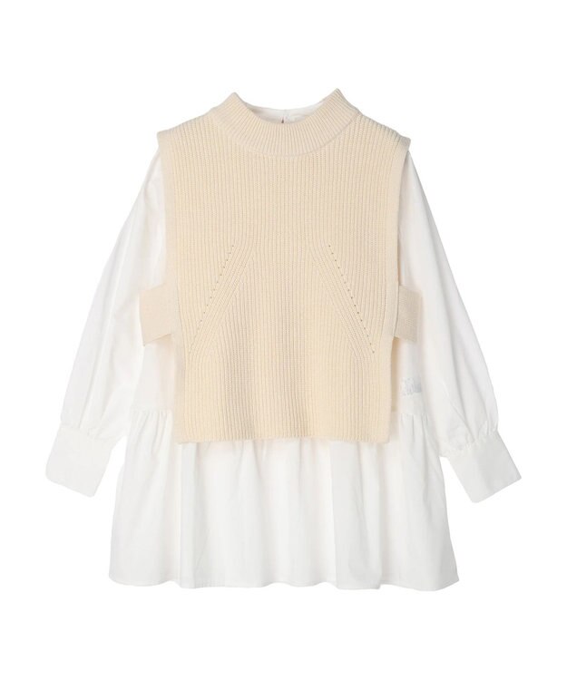 earth music&ecology ＳＥＴ２点　ベスト＋チュニックブラウス Ivory