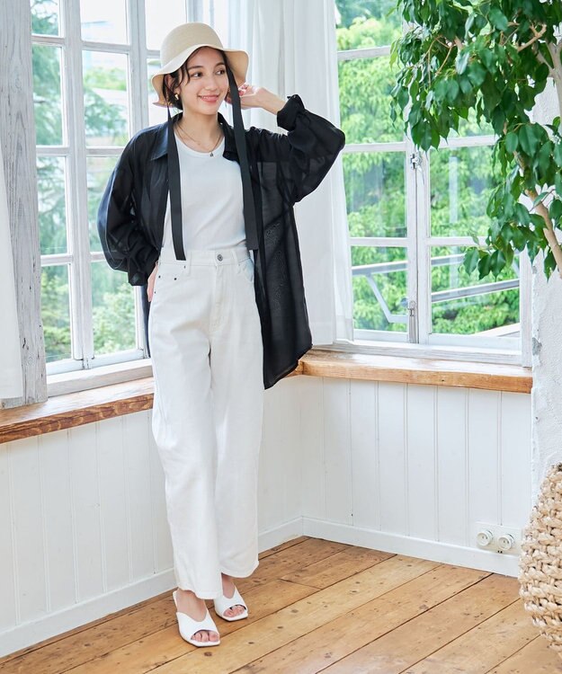 WEGO 【シワになりにくい/手洗い可】シアーBIGシャツ ブラック