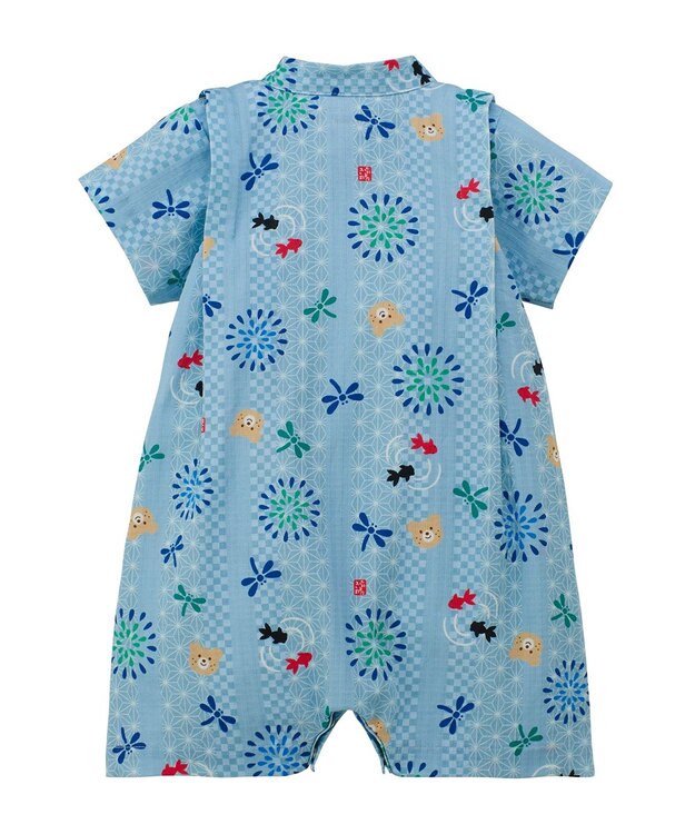 MIKI HOUSE HOT BISCUITS 総柄 ベビー甚平オール ギフトセット【BOX付き】 ストームブルー