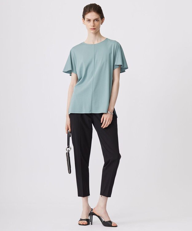 ICB 【接触冷感・UVケア・洗える】 ハイツイストスムース ケープデザインカットソー カデットブルー系