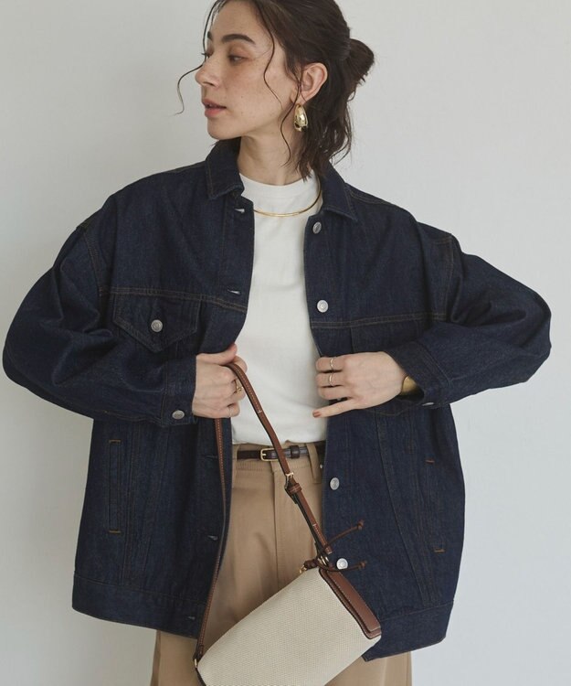 WEGO 【ANGIE VINTAGE】ビッグシルエットデニムジャケット / オーバーサイズGジャン ネイビー
