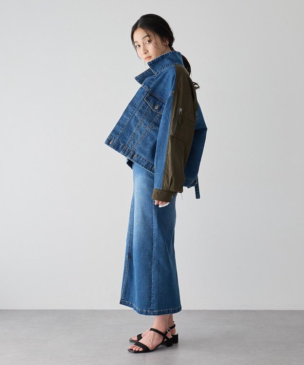 YECCA VECCA フロントZIPハイウエストデニムスカート Indigo