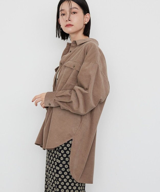 AMERICAN HOLIC Ｗポケットコーデュロイシャツ Gray Beige