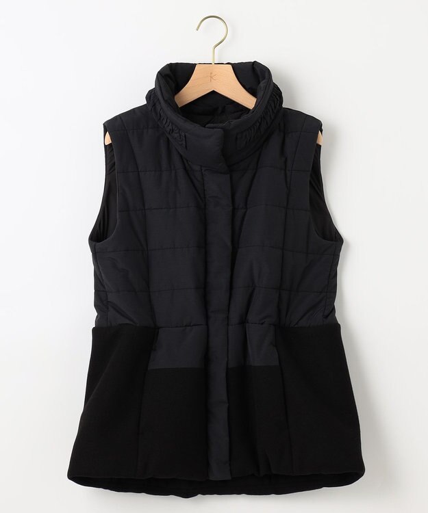 組曲 【中綿・軽羽織】フード付きパディングベスト ブラック系