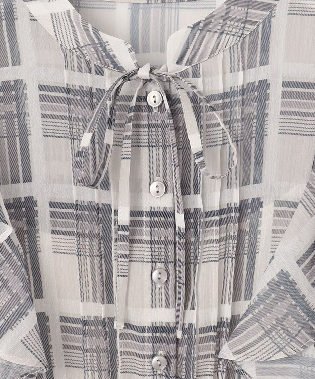 Feroux 【洗える】プリーツ ワンピース ネイビー系（チェック柄）