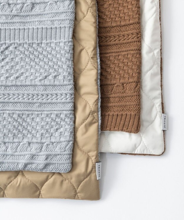 TRICOTE 【ダウン素材とニットの切り替え2WAY】デコボコ切り替えマフラー 87BROWN