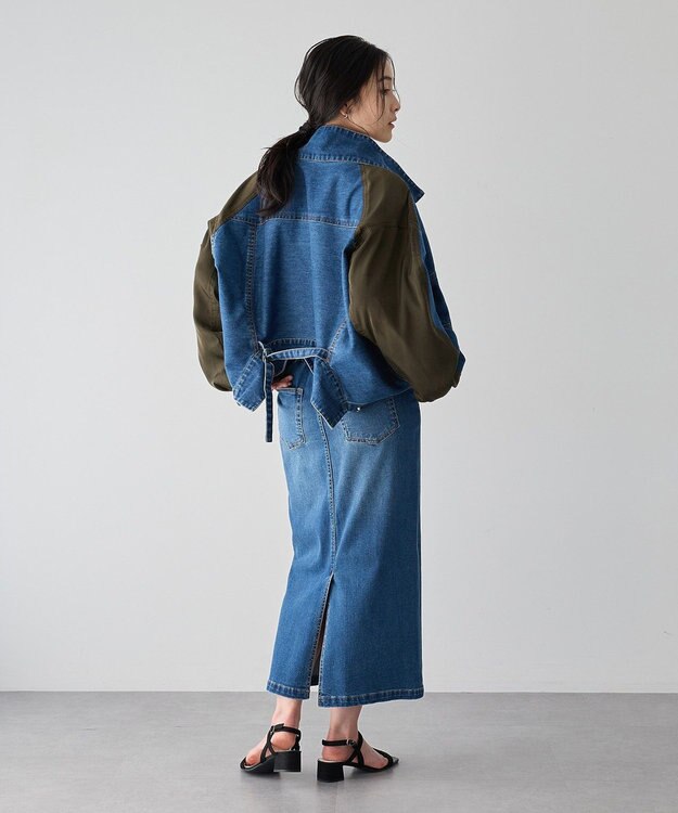 YECCA VECCA フロントZIPハイウエストデニムスカート Indigo