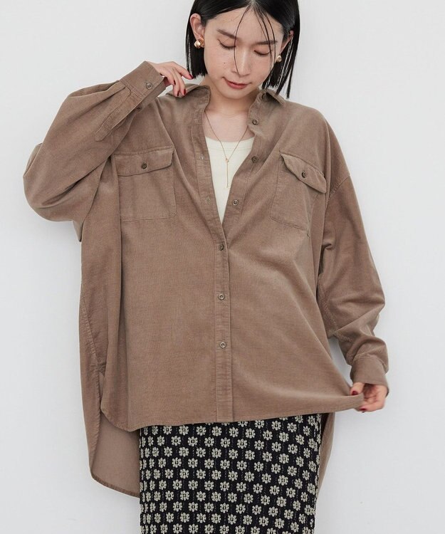 AMERICAN HOLIC Ｗポケットコーデュロイシャツ Gray Beige