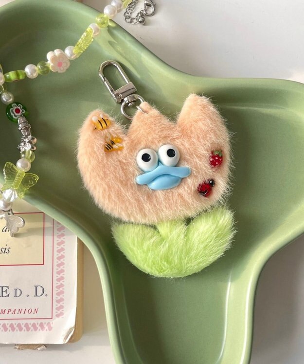 WEGO ラブリーチューリップモンスターぬいぐるみキーホルダー イエロー
