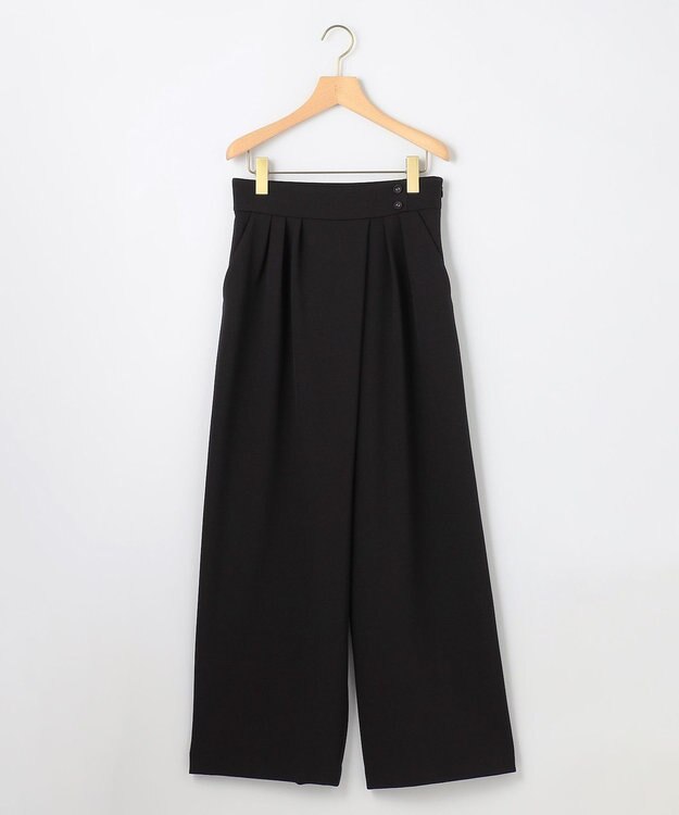 組曲 【暖かい・ストレッチ】バックウォームワイドタックパンツ ブラック系