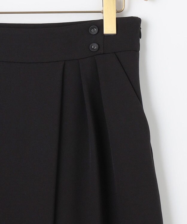 組曲 【暖かい・ストレッチ】バックウォームワイドタックパンツ ブラック系