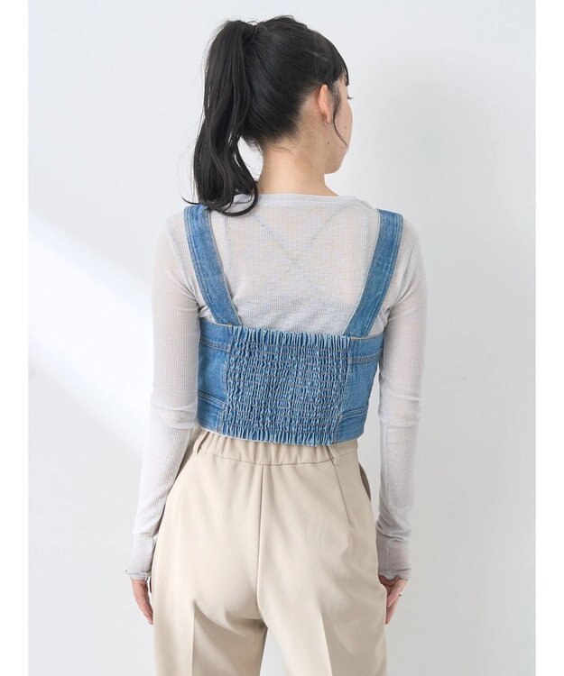 earth music&ecology フロントボタンデニムビスチェ Indigo