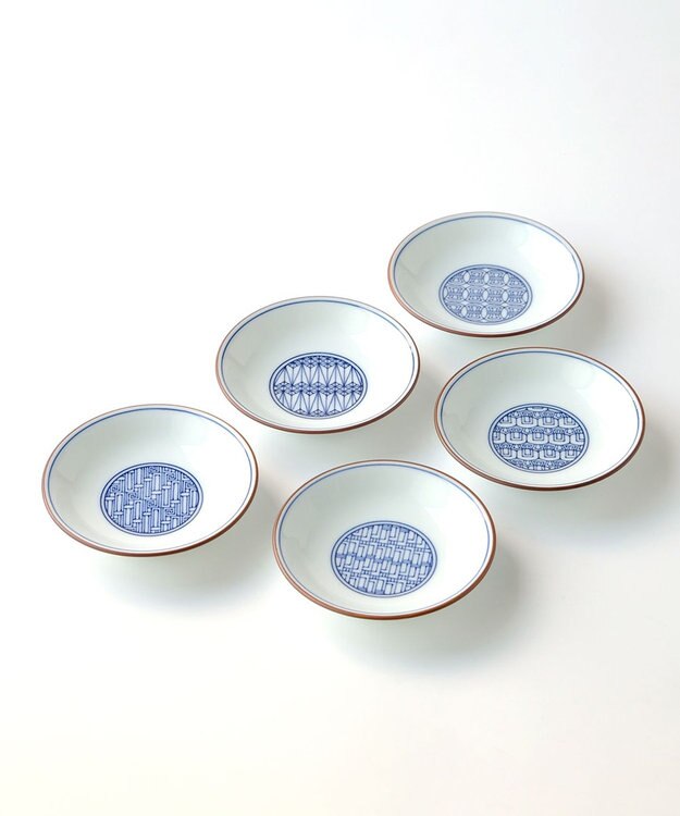 たち吉 【たち吉】染付宝づくし小皿〈５枚〉波佐見焼 ホワイト×ブルー