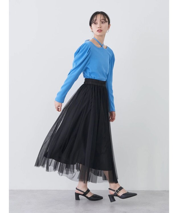 earth music&ecology チュールフレアスカート Black