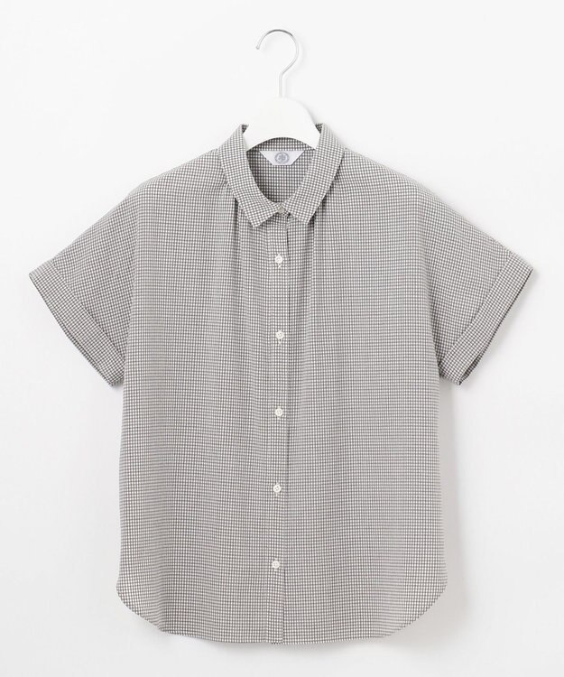 J.PRESS LADIES L 【洗える】SHEER ギンガム シャツ ブラウス オフ×ブラック系