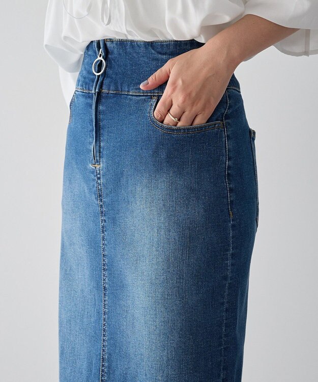 YECCA VECCA フロントZIPハイウエストデニムスカート Indigo
