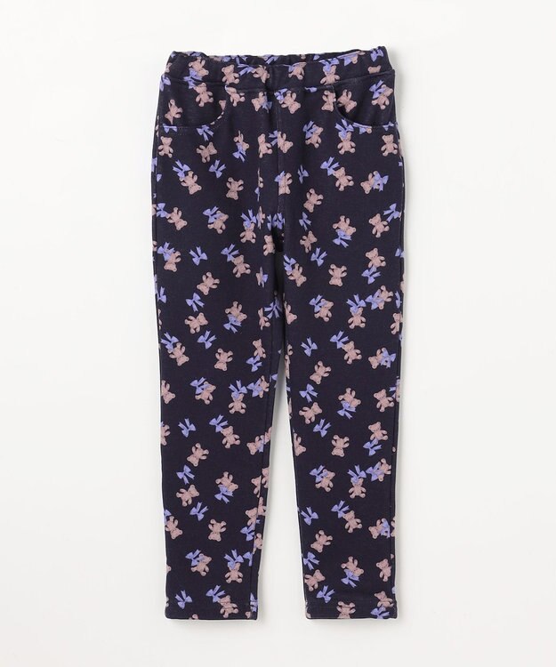 ANY KIDS 7days 裏シャギー 総柄ガーリーパンツ ネイビー×クマ