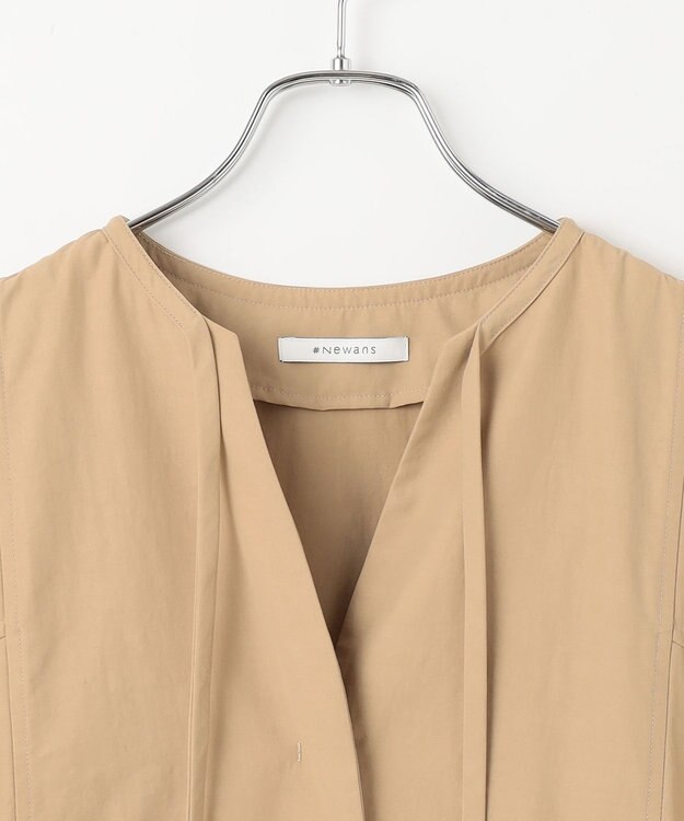#Newans 【撥水加工/洗濯機可能】ドルマンスリーブドロストワンピース ベージュ