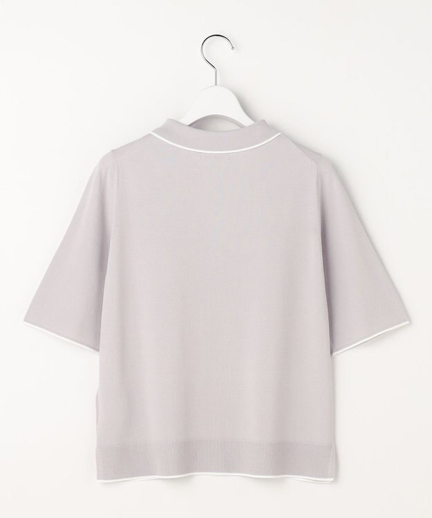 ANY SIS S 【アイスタッチ】ポロ ニット ライトグレー×オフ