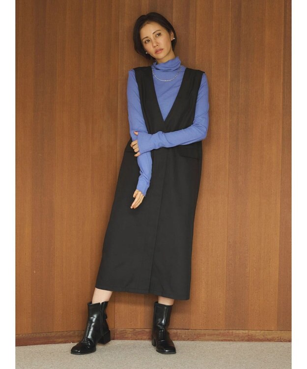 Green Parks ジレにもなる２ｗａｙＶネックジャンスカ Black