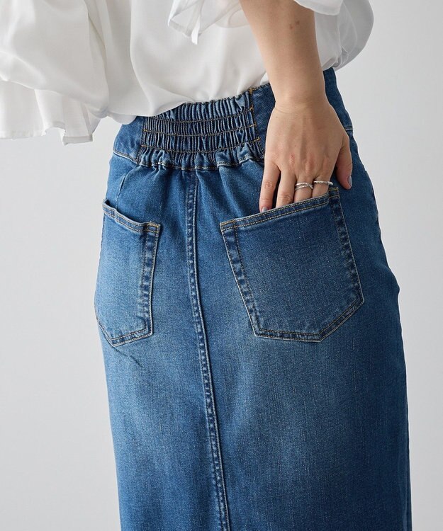 YECCA VECCA フロントZIPハイウエストデニムスカート Indigo