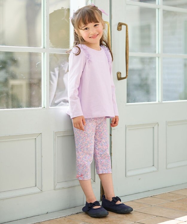 ANY KIDS 5分丈レギンス ピンク×花柄