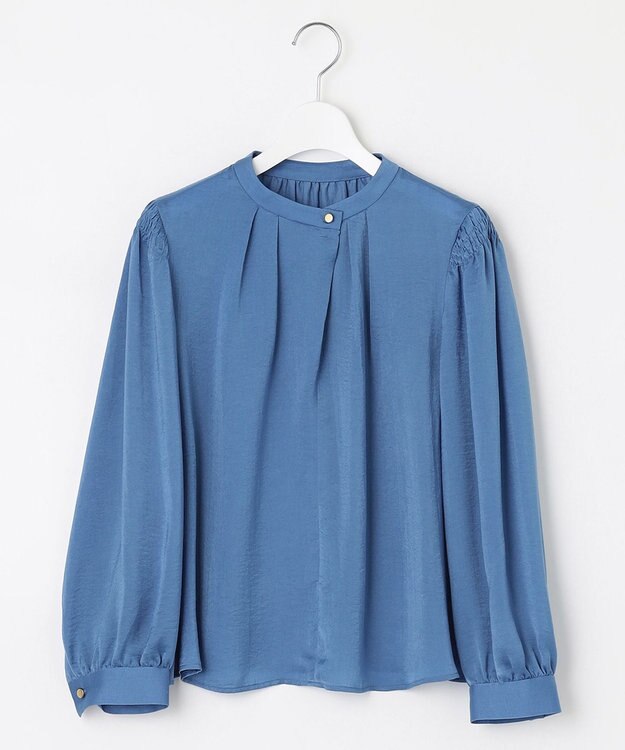 Feroux サテン ブラウス スカイブルー系