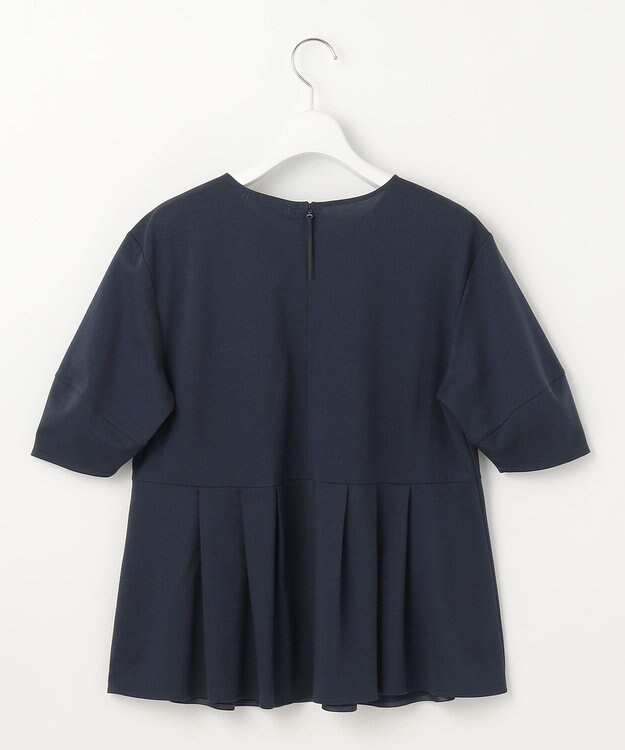 自由区 【接触冷感・UVカット・吸水速乾・抗菌防臭・洗える】ハイツイストポンチペプラム カットソー ネイビー