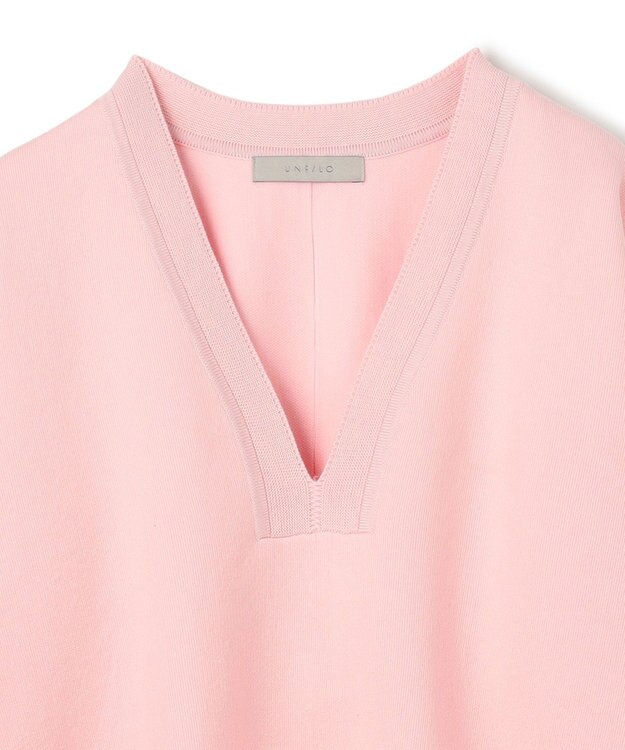 UNFILO スポンジニット ディープネック ピンク