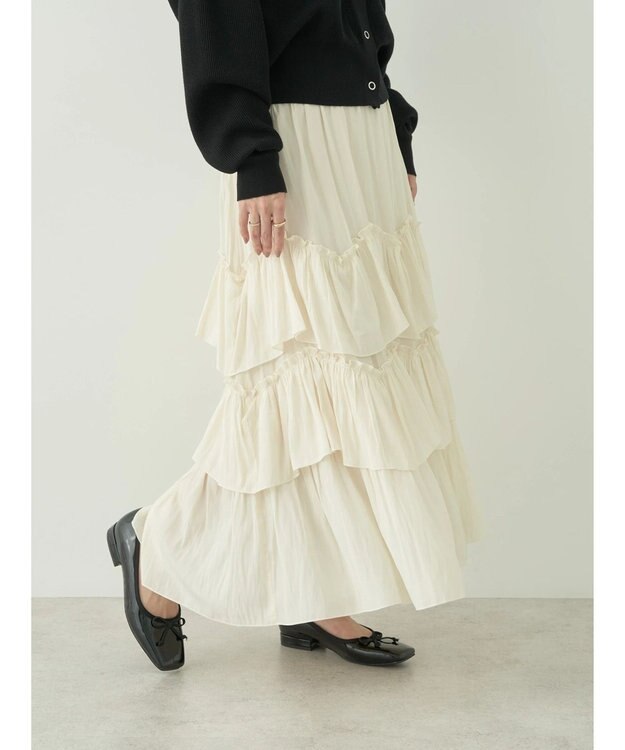 earth music&ecology ランダムティアードボリュームスカート