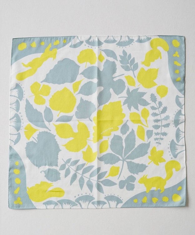 nitorito 【UNISEX】ギフトパッケージ&ステッカー付 落ち葉のブーケ ハンカチ スカーフ yellow x grayish green