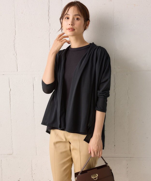 組曲 【WEB限定】シアーツイルジャージーショート カーディガン ブラック系