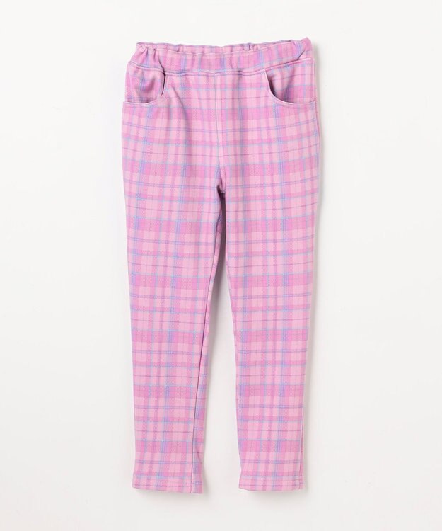 ANY KIDS 7days 裏シャギー 総柄ガーリーパンツ ピンク×チェック