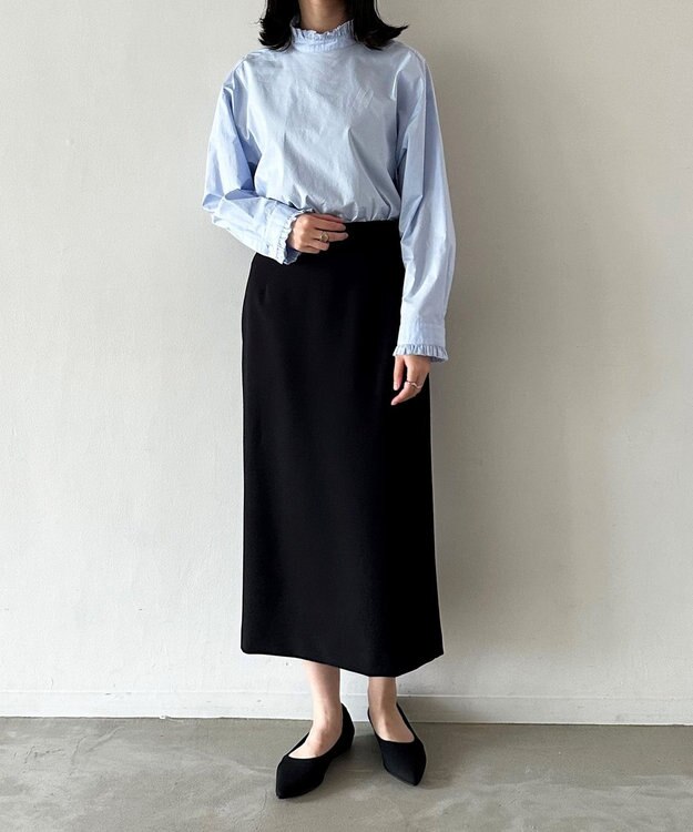 UNFILO 【選べる着丈】ダブルクロスＩラインスカート ブラック系