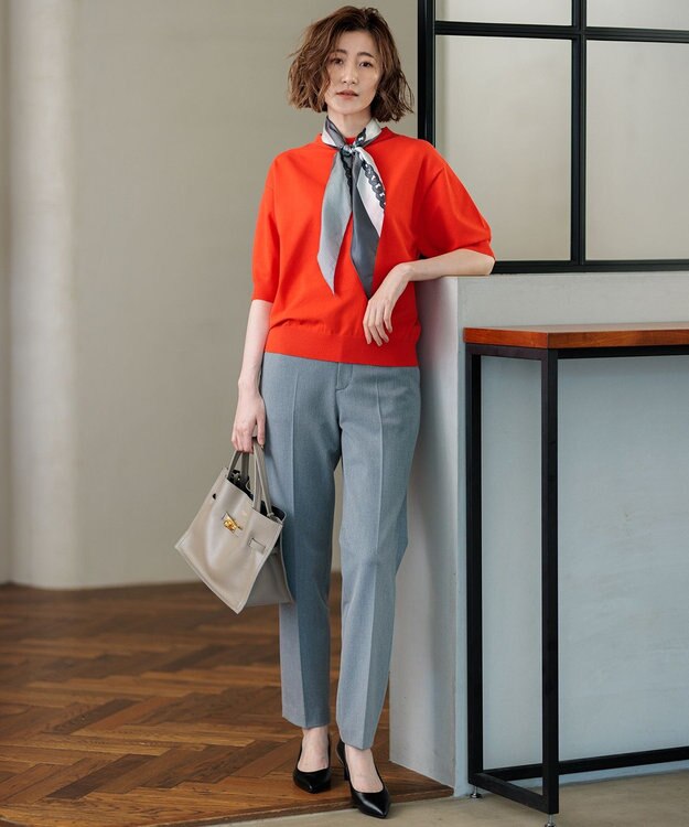 23区 L 【Oggi2月号掲載/新色追加】TRストレッチギャバ テーパードパンツ ライトグレー系