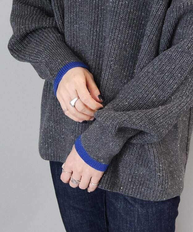 AMERICAN HOLIC 【WEB限定】配色ラインニットプルオーバー Light Gray Mixture