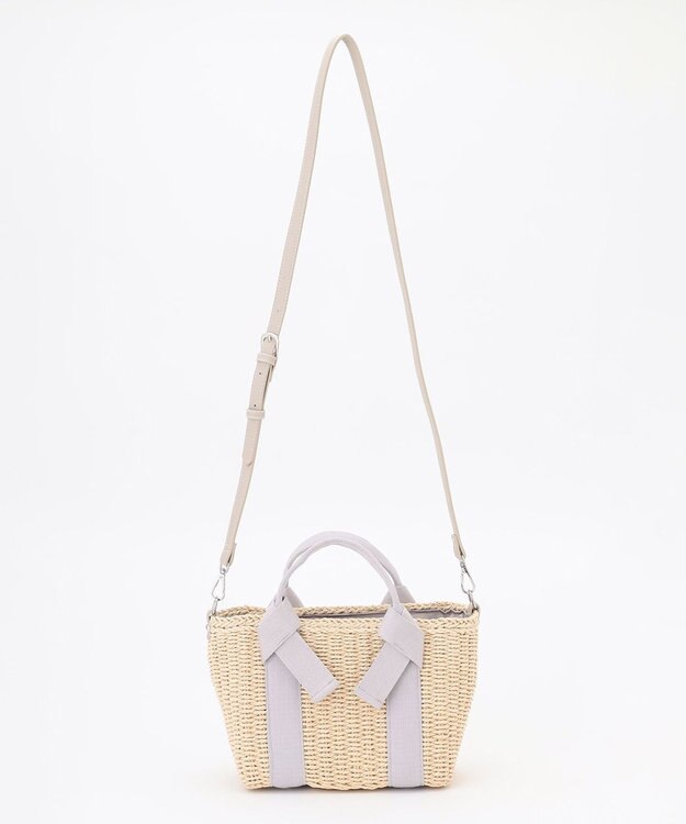 LA BAGAGERIE 【MONICA】リボンハンドル2WAYかごバッグ ライトグレー