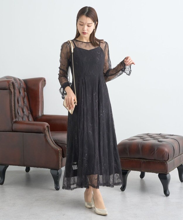 earth music&ecology SET2点レースワンピース＋キャミワンピース ブラック