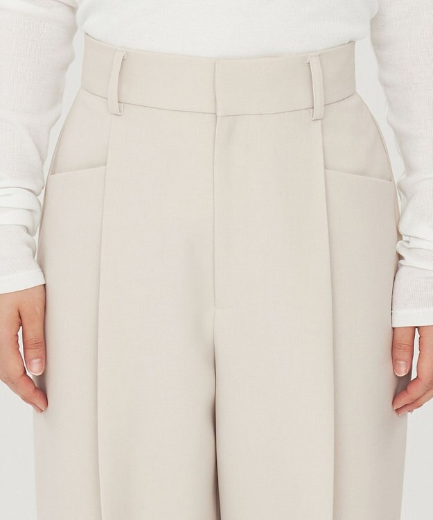 uncrave 【防シワ・洗濯機洗い可】ドライタッチツイル カーブ パンツ（uncrave STANDARD） ライトベージュ