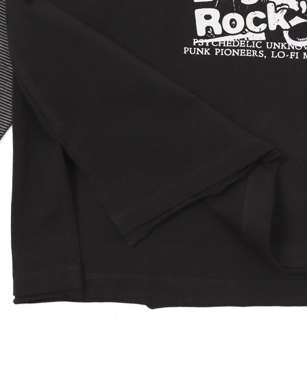 WEGO フェイクレイヤードグラフィックT（LS） グレーボーダー