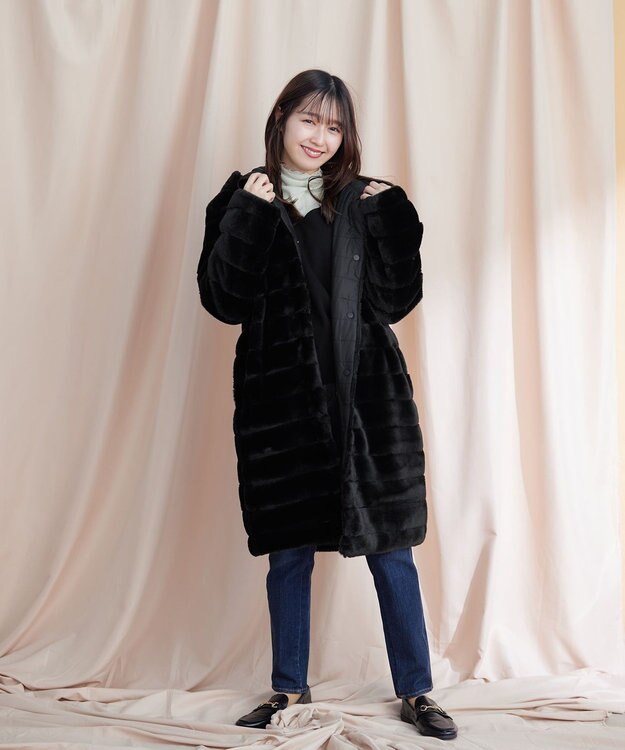 Tiaclasse 【2WAY】エコファーキルティングリバーシブルコート ブラック