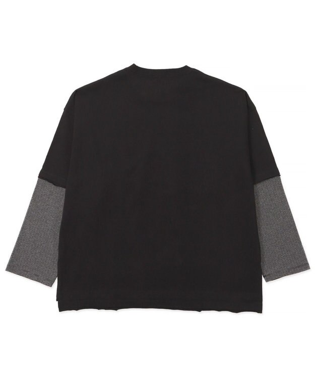 WEGO フェイクレイヤードグラフィックT（LS） グレーボーダー