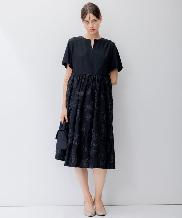 23区 S 【APPLAUDIR】ジャカードコンビ ドレス ブラック系