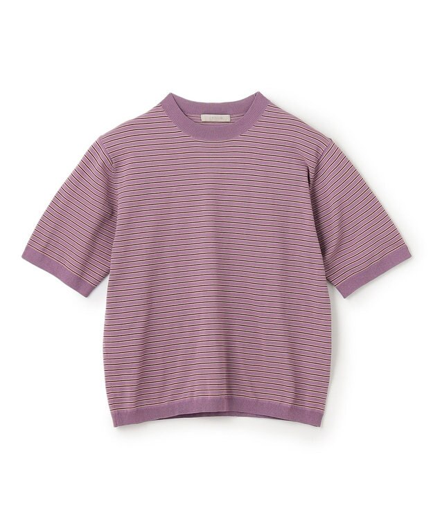 UNFILO MENS FINE MOVE クルーネック ニット [24年春夏商品] モーブボーダー