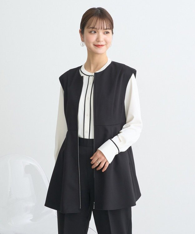 earth music&ecology ペプラムジップジレ Black