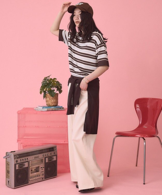 AMERICAN HOLIC 【PENNEY'S】レトロボーダー半袖ニット Ivory