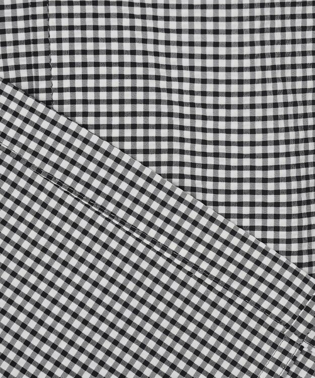 J.PRESS LADIES S 【洗える】Lightストレッチギンガム ダブル トレンチコート ブラック×ライトグレーギンガム系