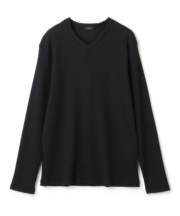 JOSEPH HOMME 【LEON 掲載】テックリブジャージー　Vネックカットソー ブラック系